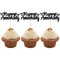 24 Pack Happy Anniversary Cupcake Toppers Black Glitter 2.6"W x 4.5"H